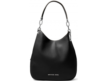 Michael Kors Lillie Chain Leather Hobo Black Silver