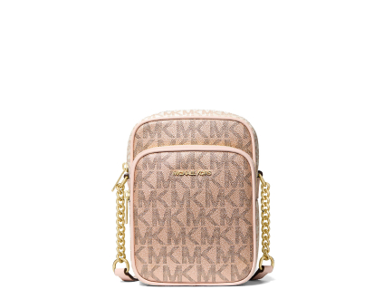 Michael Kors Jet Set Medium Metallic Signature Logo Crossbody Bag Rose Gold Multi