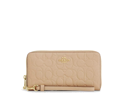 Coach Long Zip Around Wallet In Signature Leather Gold