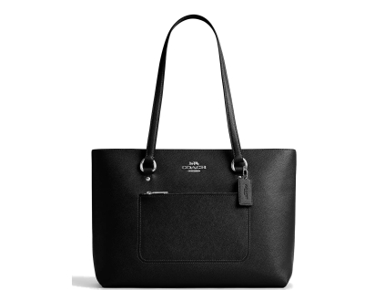 Coach Station Tote Bag Crossgrain Letaher Black Silverw