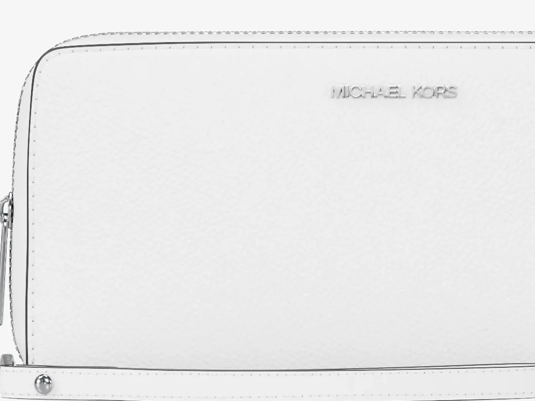 Michael Kors Large kožená dámská pebbled continental peněženka bílá stříbrná detail