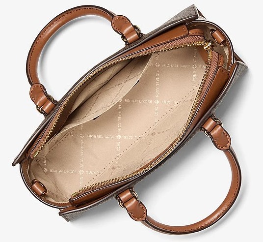 Michael Kors Arden Small Signature Logo dámská messenger kabelka hnědá zlatá vnitřek
