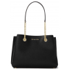 Teagan Large Pebbled Leather Shoulder Bag Black Gold