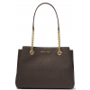 Teagan Signature Long Drop Satchel Brown Acorn Gold