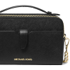 Michael Kors Jet Set Medium Saffiano Leather Smartphone Double Zip Crossbody Bag Black2347