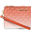 Michael Kors Peněženka Jet Set Large Ombré Signature Logo Wristlet Red Clay2232