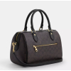 Coach Rowan Satchel Bag In Signature Canvas Gold Walnut Blackj