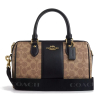 Coach Rowan Satchel Bag In Signature Canvas Gold TanBlack2