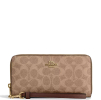 Coach Long Zip Around Wallet In Signature Canvas Gold Tan Brown