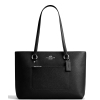 Coach Station Tote Bag Crossgrain Letaher Black Silverw