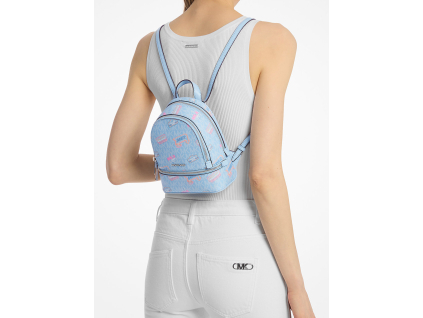 Michael Kors Batoh Rhea Extra Small Printed Signature Logo Backpack Light Skyd5