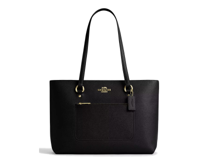 Coach Station Tote Bag Crossgrain Letaher Black Gold