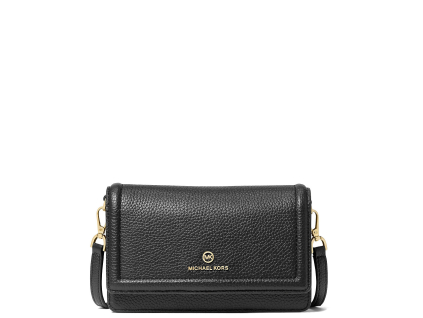 Michael Kors Kabelka Jet Set Small Pebbled Leather Smartphone Convertible Crossbody Bag Blacka