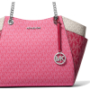 Michael Kors Kabelka Jet Set Large Color Block Signature Logo Shoulder Bag Dark Daspberry Multia23
