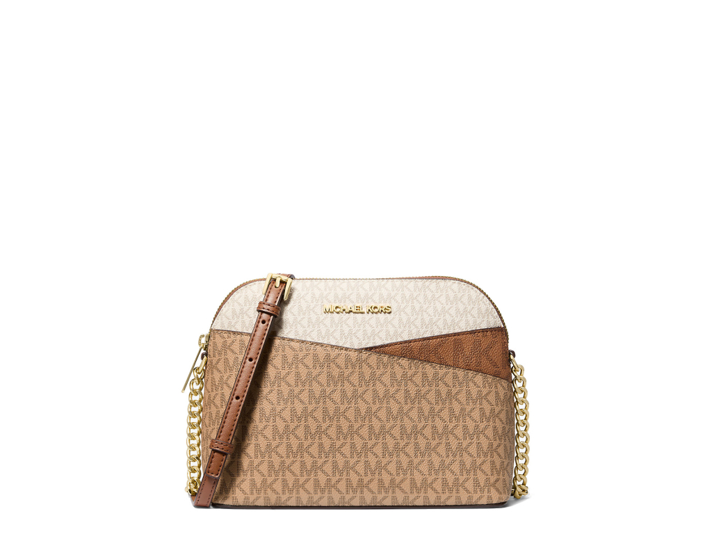 Michael Kors Kabelka Jet Set Travel Medium Color Block Signature Logo Crossbody Bag Camel Mltb