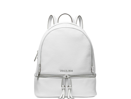 Rhea Zip Small Backpack Pebble Leather White