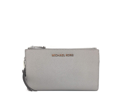 Jet Set Travel Double Zip Wristlet Pearl Grey