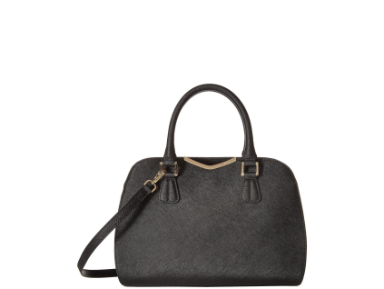 On My Corner Saffiano Leather Satchel Black Gold