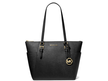 Michael Kors Charlotte Large Saffiano Leather Top Zip Tote Bag Black23