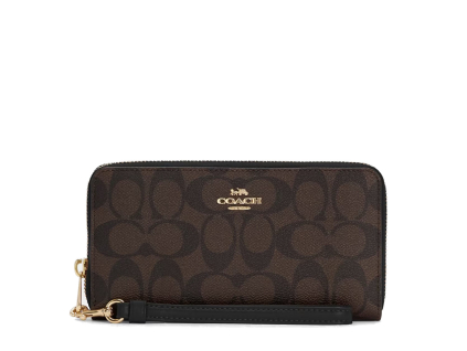 Coach Peněženka Zip Around Signature Canvas Brown Blacka