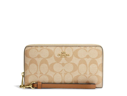 Coach Peněženka Zip Around Signature Canvas Light Khaki Light Saddlea2