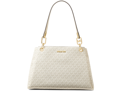 Michael Kors Trisha Large Logo Shoulder Bag Light Cream Multia2