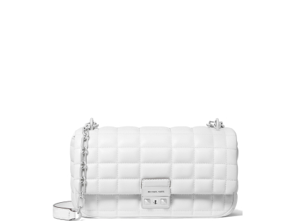 Michael Kors Tribeca Large Quilted Leather Shoulder Bag Optic Whitef23