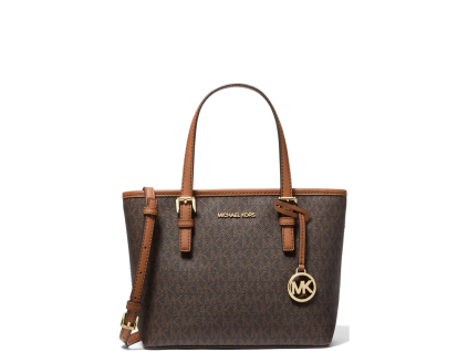 Michael Kors Jet Set Travel Extra Small Logo Top Zip Tote Bag Brown