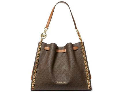 Michael Mina Large Signature Logo Chain Shoulder Bag Brownaaaaa