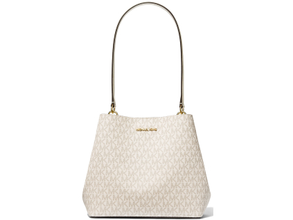 Michael Kors Pratt Medium Signature Logo Shoulder Bag Light Cream Multi