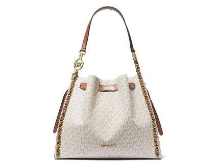 Michael Kors Mina Large Signature Logo Chain Shoulder Bag Vanilla