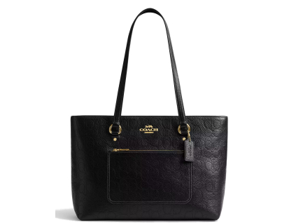 COACH Kabelka Station Tote Bag In Signature Pebbled Leather Gold Blackg