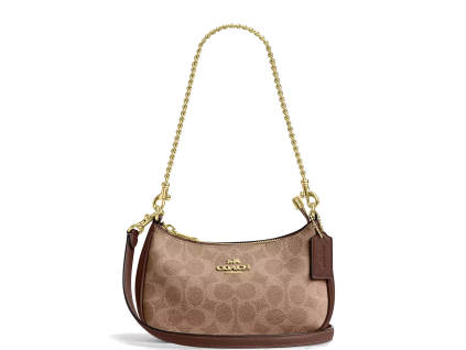 COACH Kabelka Teri Mini Crossbody Bag In Signature Canvas Gold Tan Brownj
