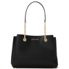 Teagan Large Pebbled Leather Shoulder Bag Black Gold