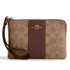 Coach Peněženka Coach Corner Zip Wristlet In Signature Canvas Gold Tan Brown2234