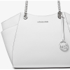 Michael Kors Kabelka Jet Set Large Saffiano Leather Shoulder Bag Optic White Silvera2