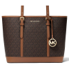 Michael Kors Jet Set Travel Small Logo Top Zip Tote Bag Brown2236