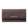 Michael Kors Jet Set Large Signature Logo Tri Fold Wallet Brown2