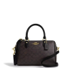 Coach Rowan Satchel Bag In Signature Canvas Gold Walnut Blacka2