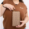 Coach Long Zip Around Wallet In Signature Canvas Gold Tan Browncs
