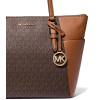 Michael Kors Charlotte Large Logo and Leather Top Zip Tote Bag Browng