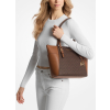 Michael Kors Kabelka Charlotte Large Logo and Leather Top Zip Tote Bag Brownc