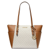 Michael Kors Charlotte Large Logo and Leather Top Zip Tote Bag Vanilla