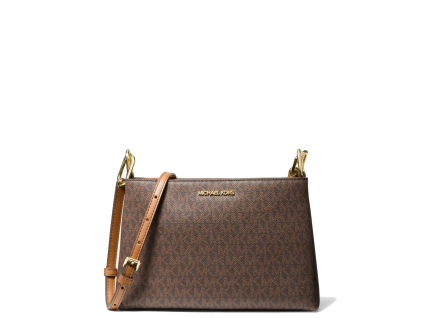 Michael Kors Trisha Medium Pebbled Leather Crossbody Bag Brownaa