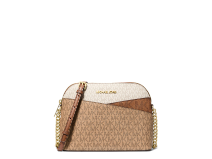 Michael Kors Kabelka Jet Set Travel Medium Color Block Signature Logo Crossbody Bag Camel Mltb