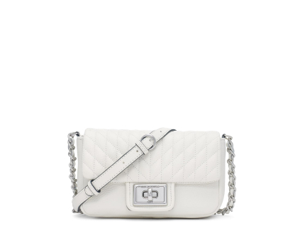 Karl Lagerfeld Womens Agyness Crossbody Winter White Silverhf.jpg