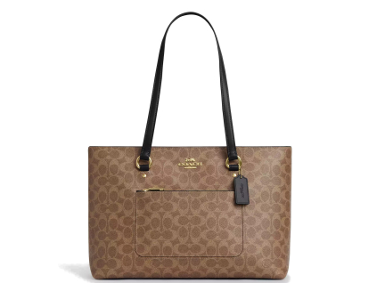COACH Kabelka Station Tote Bag In Signature Canvas Gold Tan Black