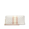 Michael Kors Logo Stripe Continental Wristlet Vanilla Soft Pink46