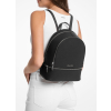 Michael Kors Batoh Rhea Medium Pebbled Leather Backpack Black Silverg2