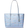 Michael Kors Jet Set Large Printed Signature Logo Tote Bag Light Skya
